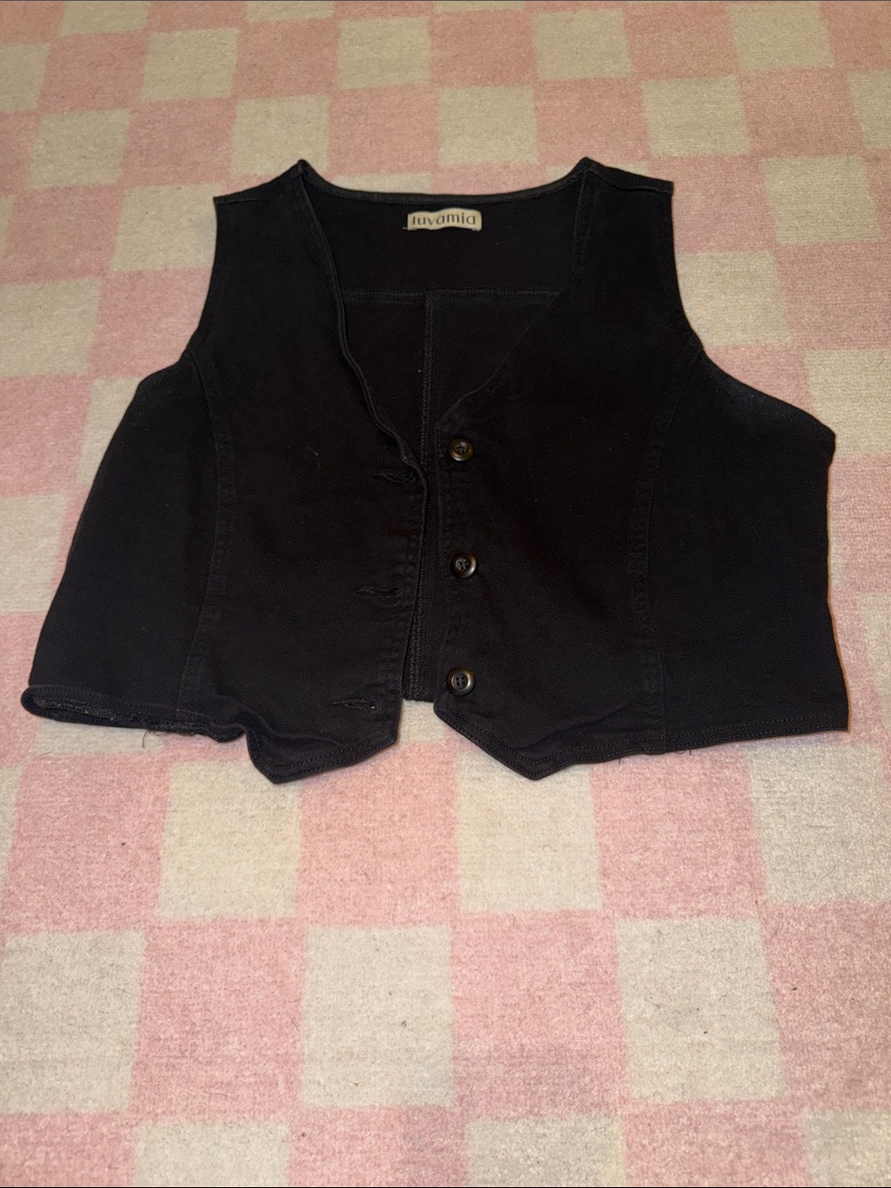 Black Button-Front Vest - luvamia